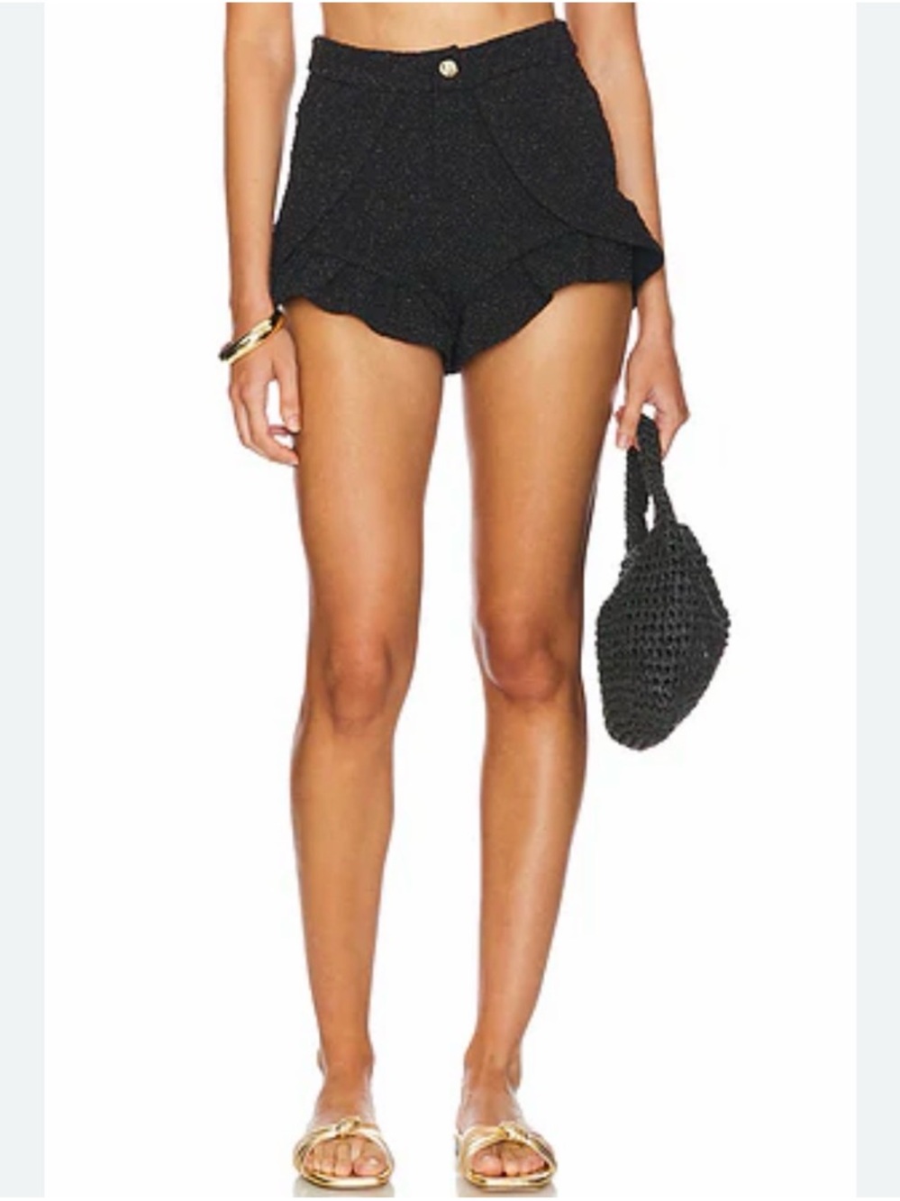 PatBO Metallic Jacquard Shorts Black Gold Size 4